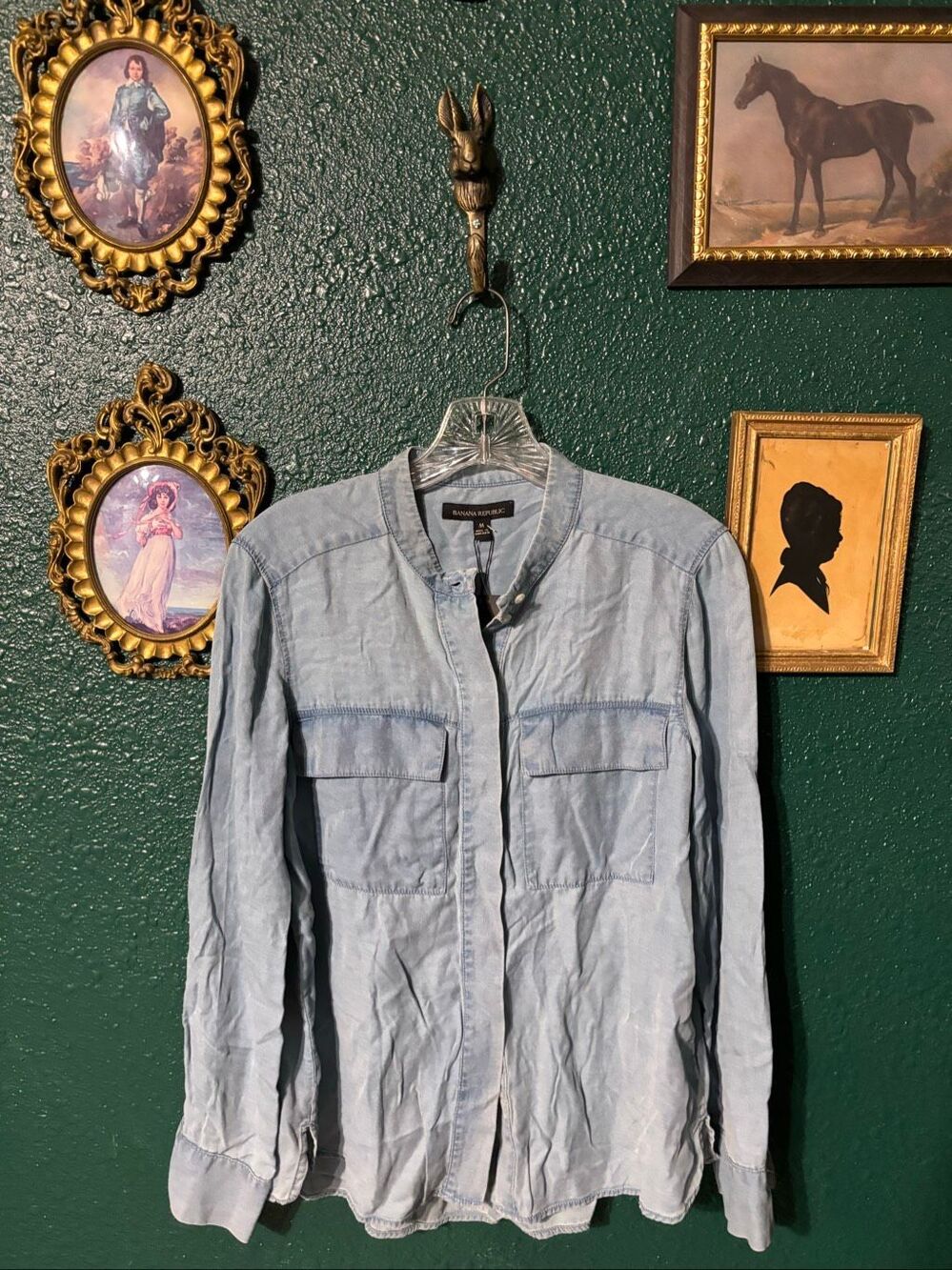 Banana Republic Blue 100% Tencel Lyocell Button Up Sz Medium NWT